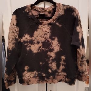 MOTHER Distressed Tie Dye Crop Sweatshirt size Large